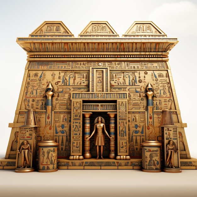 arafed egyptian temple with statues and statues of pharaohs generative ai