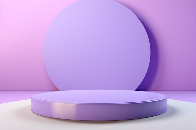 Arafed empty round platform with a purple wall and a pink wall generative ai