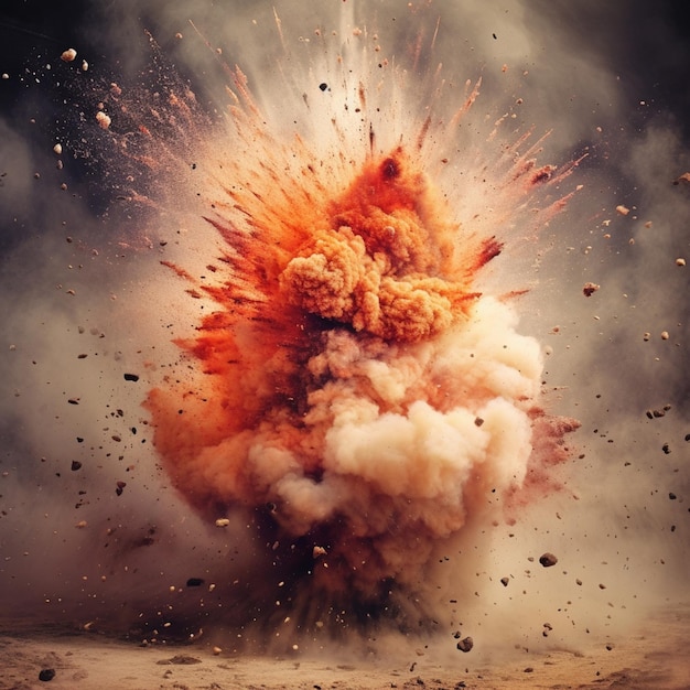 Arafed explosie van een groot oranje en wit object in de lucht genererende ai