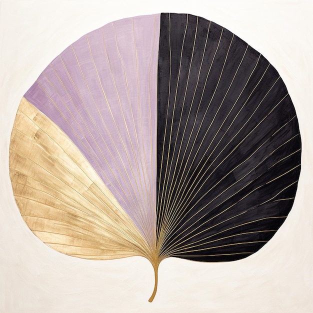 arafed fan gevormde schilderij van een zwarte en paarse fan generatieve ai