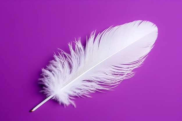 Arafed feather on a purple background with a white tip generative ai