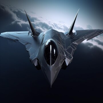 Arafed fighter jet flying in the sky with clouds in the background  generative ai | Premium AI-generated image