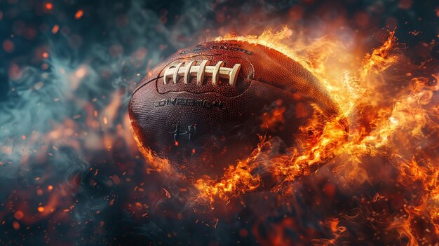 arafed football in flames with smoke and smoke around it generative ai