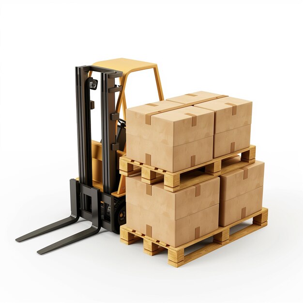 Photo arafed forklift with boxes on pallets on a white surface generative ai