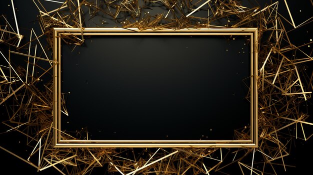 Photo arafed frame with gold lines and a black background generative ai