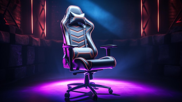 Arafed gaming chair with a glowing seat and arm rest generative ai