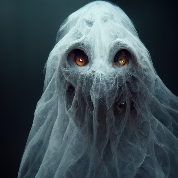 arafed ghost with glowing eyes and a veil covering it generative ai