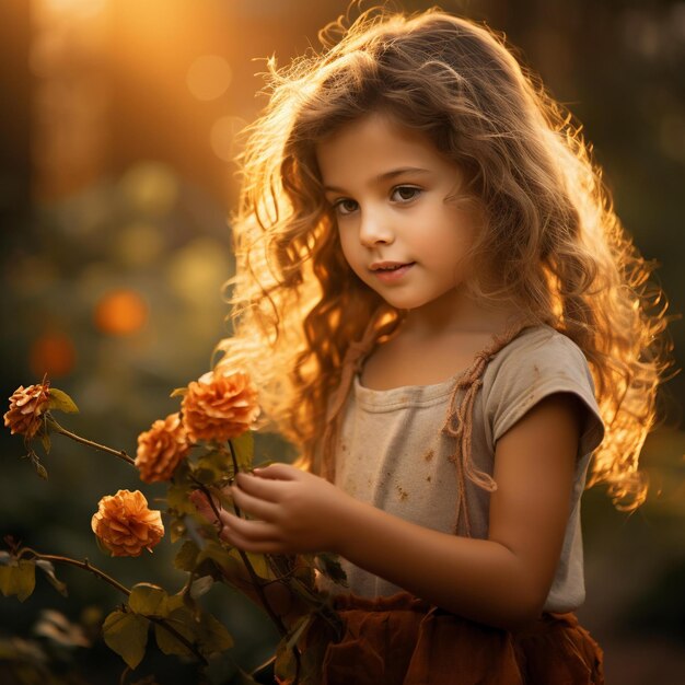 Arafed Girl With Long Hair Holding A Flower In A Field