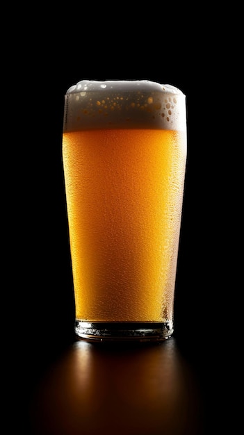 黒い背景のビールガラスのグラス