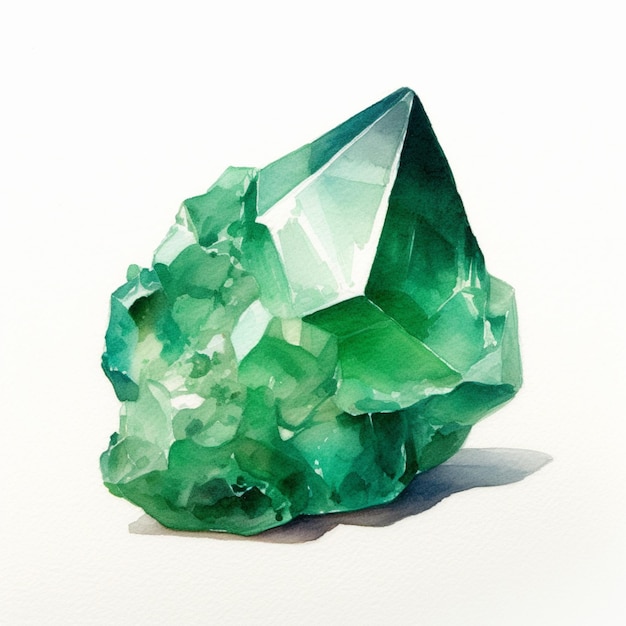 Arafed green crystal on a white surface with a shadow generative ai