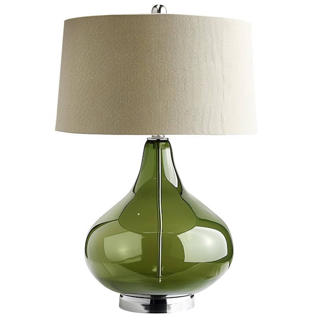 arafed green glass lamp with a white shade on a white background generative ai