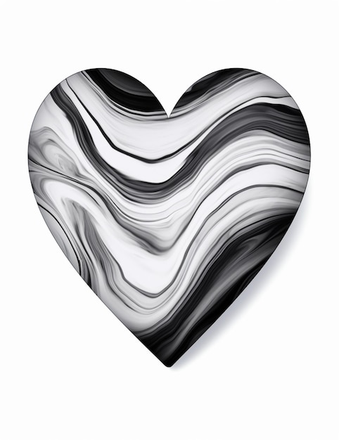 arafed hartvormige plaat met een zwart-witte wervelontwerp generatieve ai