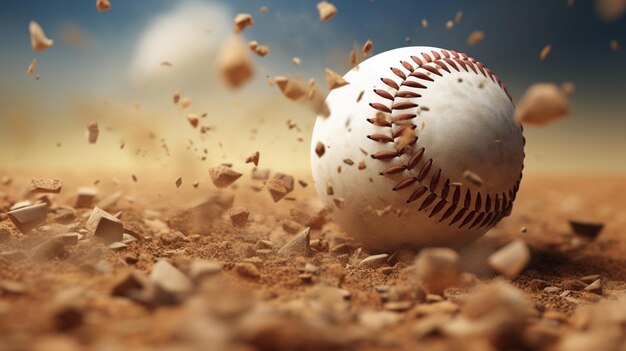 Foto arafed honkbal in het vuil met veel vuil rond het generatieve ai