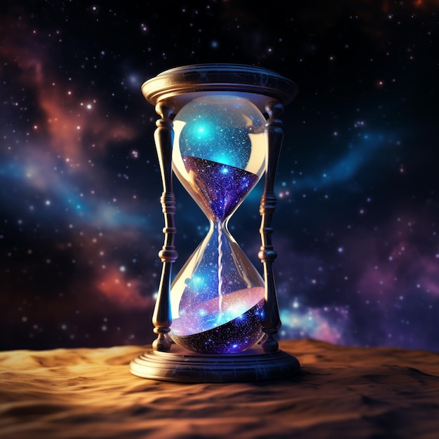 사진 아라페드 모래시계 (arafed hourglass) - 파란색과 보라색의 은하계가 내부로 나어져 있다.