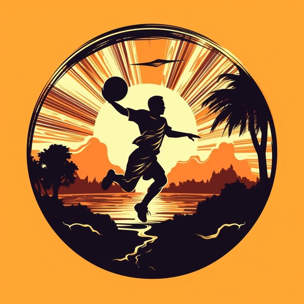 Arafed image of a basketball player jumping to hit the ball generative ai