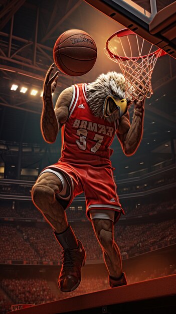 Foto immagine arafed di un giocatore di basket con una testa di aquila calva generativa ai