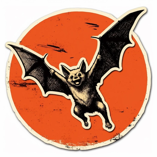 Foto immagine arafed di un pipistrello che vola in aria con uno sfondo rosso ai generativo