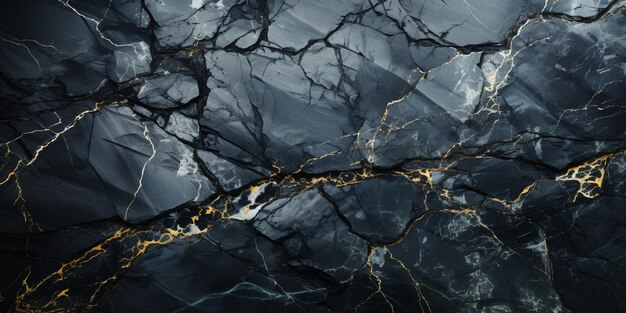 Arafed image of a black and gold marble with a black background generative ai