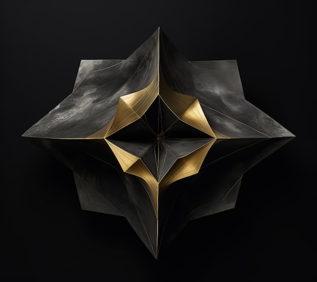 Arafed image of a black and gold object with a black background generative ai