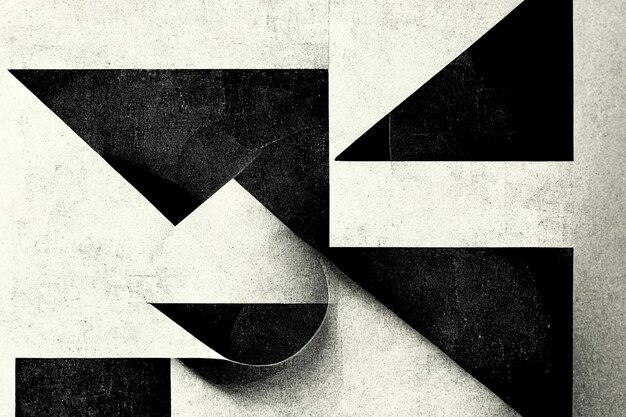 Arafed image of a black and white geometric design with a curved object generative ai