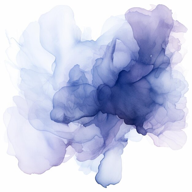 arafed image of a blue and purple ink stain on a white background generative ai