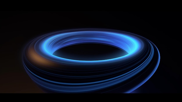 Arafed image of a blue ring of light in the dark generative ai