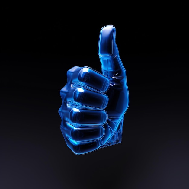 arafed image of a blue thumb up on a black background generative ai