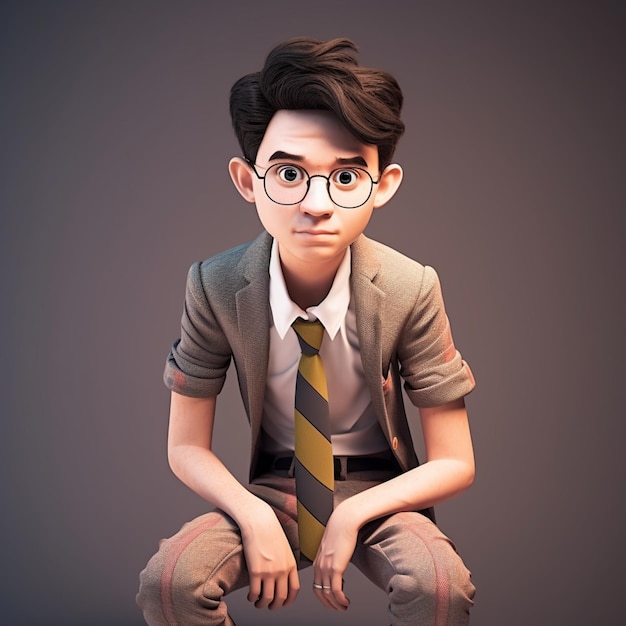 Arafed image of a boy in a suit and tie sitting on a chair generative ai