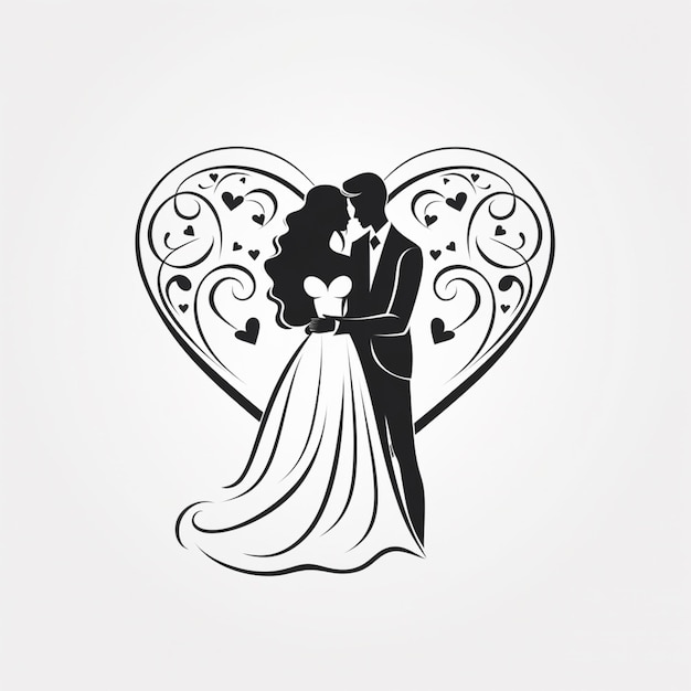 arafed image of a bride and groom in a heart shape generative ai