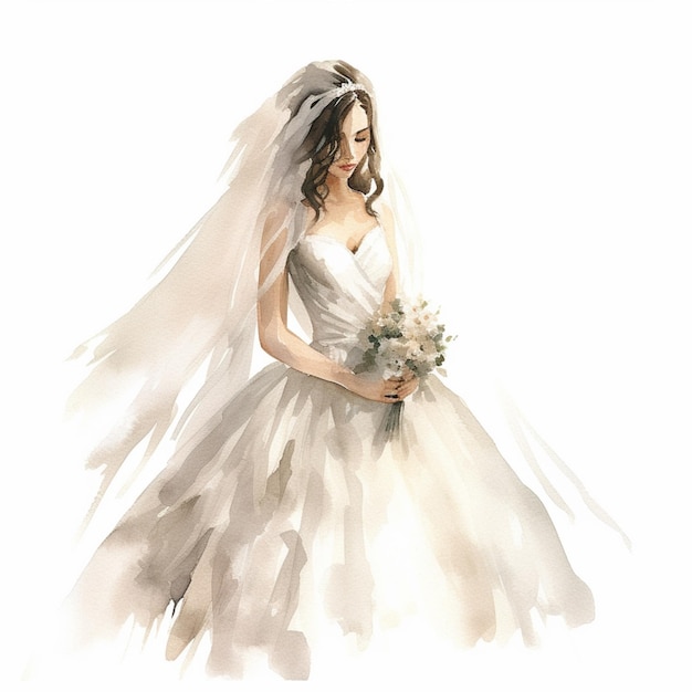 Photo arafed image of a bride in a wedding dress with a bouquet generative ai