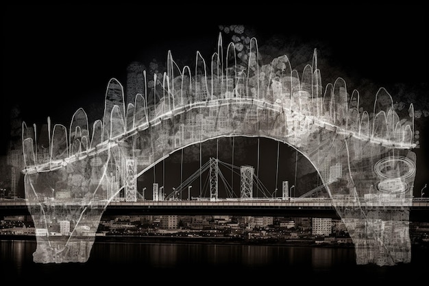 Arafed image of a bridge with a lot of lights on it generative ai