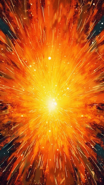 Arafed image of a bright orange explosion with a black background generative ai