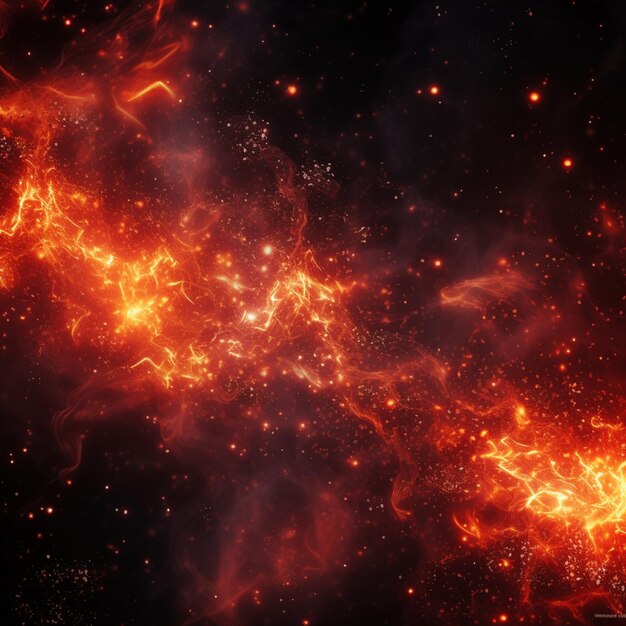 Арафированное изображение ярко-красного звездного скопления с черным фоном
