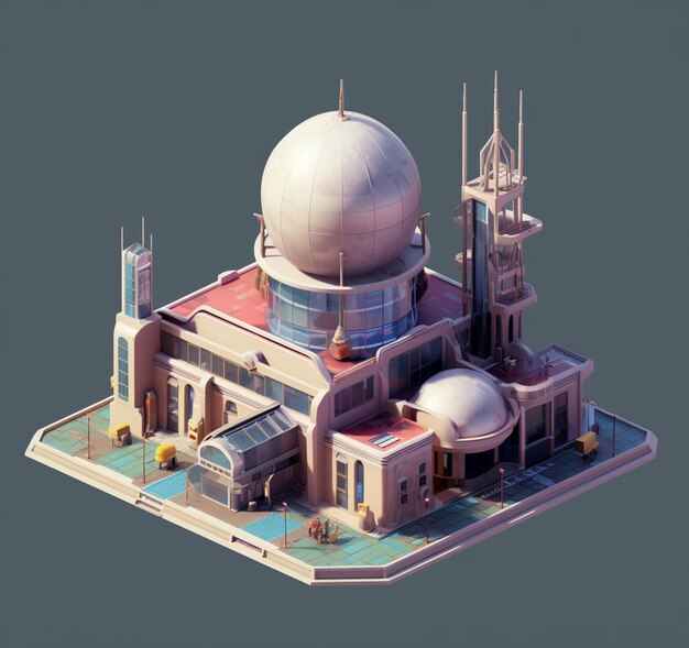 Arafed image of a building with a dome and a clock tower generative ai