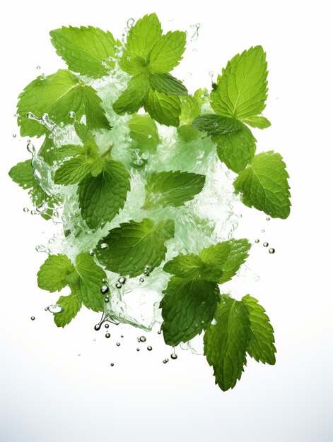 arafed image of a bunch of mint leaves in water generative ai