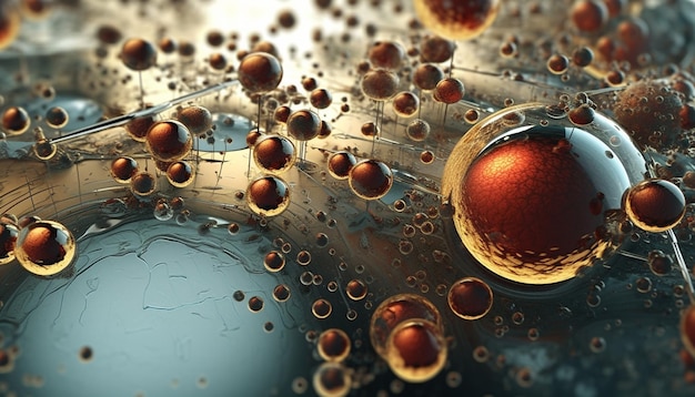 Arafed image of a bunch of spheres floating in a liquid generative ai