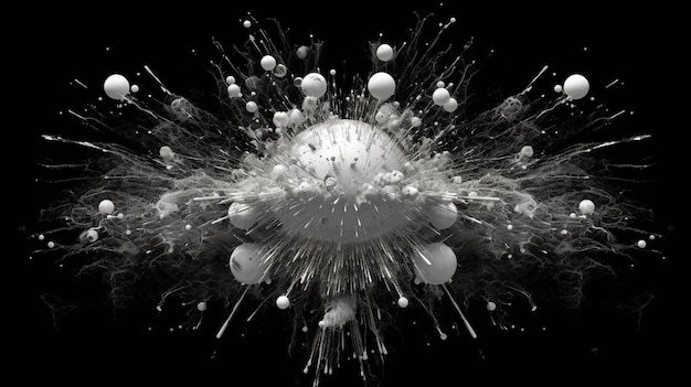 Arafed image of a bunch of white balls in a black background generative ai