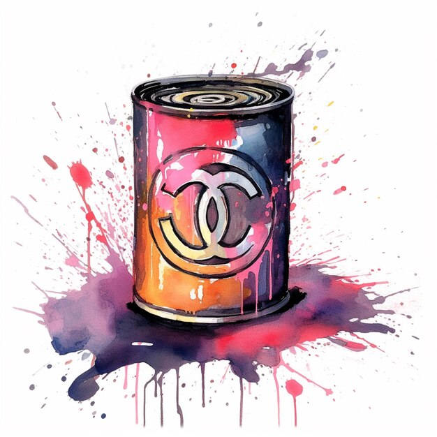 arafed image of a can of chanel with a chanel logo on it generative ai