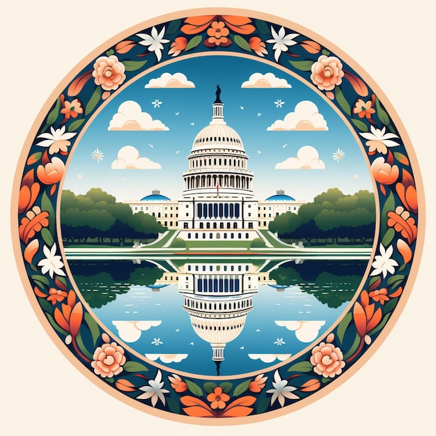 arafed image of the capitol building with a reflection in the water. generative ai.