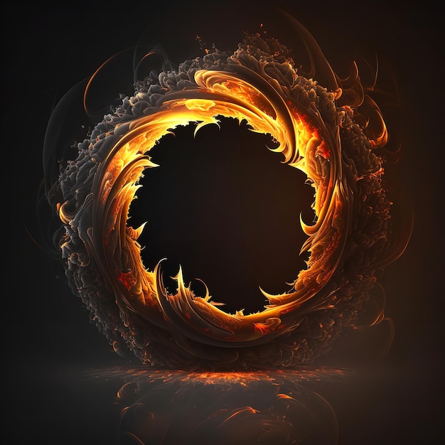 arafed image of a circular fire ring with a black background generative ai