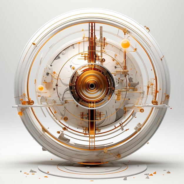 Arafed image of a circular object with a gold and white design generative ai