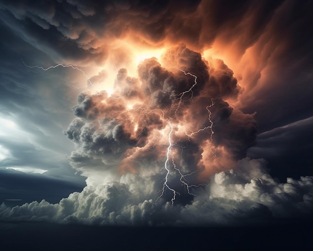 arafed image of a cloud with lightning and a lightning bolt generative ai