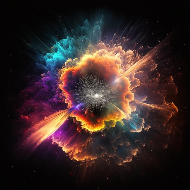 Photo arafed image of a colorful explosion of light and smoke generative ai