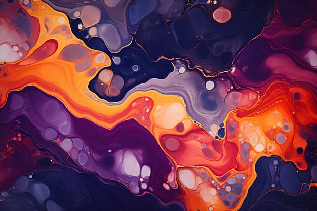 arafed image of a colorful fluid painting with a black background generative ai