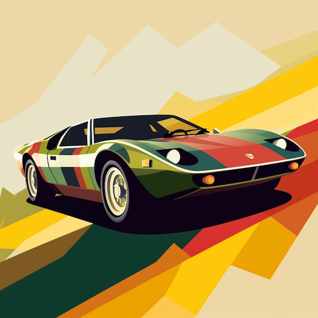 Arafed image of a colorful sports car on a colorful background generative ai