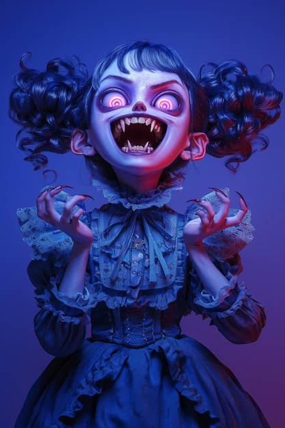 怪しい顔と怪しいドレスを着た 怪しい人形の画像