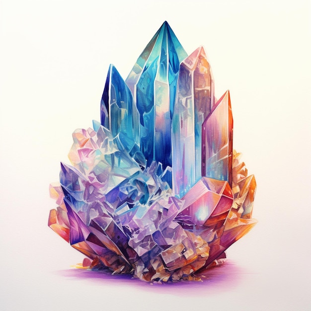 Arafed image of a crystal cluster with a pink background generative ai