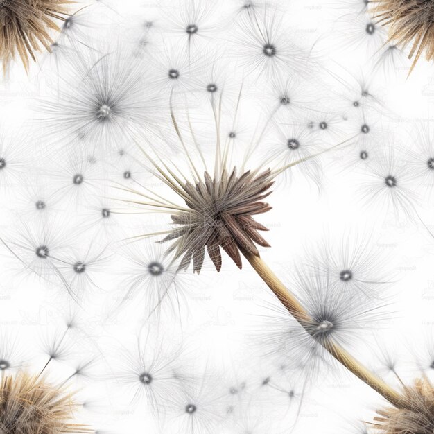 Photo arafed image of a dandelion with seeds blowing in the wind generative ai