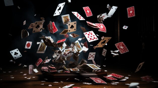 arafed image of a deck of cards falling from a table generative ai