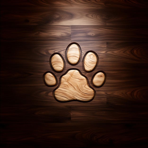 木製の床の上に犬の足の画像が描かれています